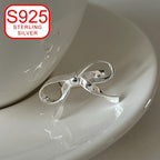925 Silver Bow Ribbon Open Ring Stylish Minimalist Design