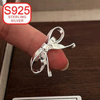925 Silver Bow Ribbon Open Ring Stylish Minimalist Design