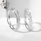 925 Sterling Silver Adjustable Couple Rings Sparkling Band with Love Engraving
