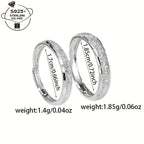 925 Sterling Silver Adjustable Couple Rings Sparkling Band with Love Engraving