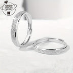 925 Sterling Silver Adjustable Couple Rings Sparkling Band with Love Engraving