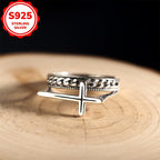 Hypoallergenic Retro Double Cross Chain Ring Gift for Women
