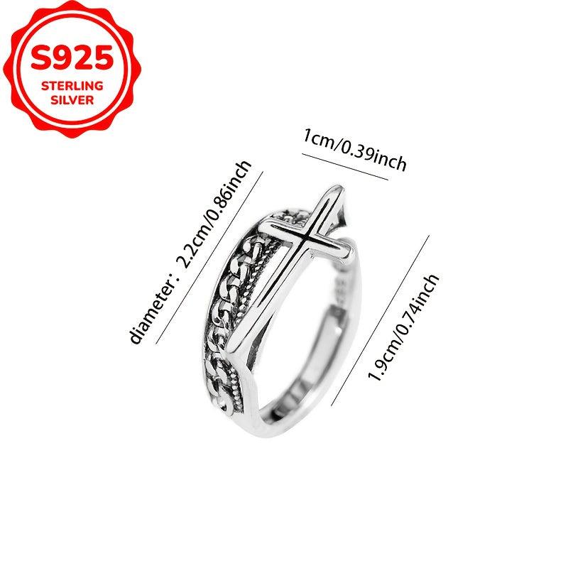 Hypoallergenic Retro Double Cross Chain Ring Gift for Women