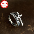 Hypoallergenic Retro Double Cross Chain Ring Gift for Women