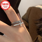 Hypoallergenic Retro Double Cross Chain Ring Gift for Women