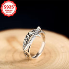 Hypoallergenic Retro Double Cross Chain Ring Gift for Women