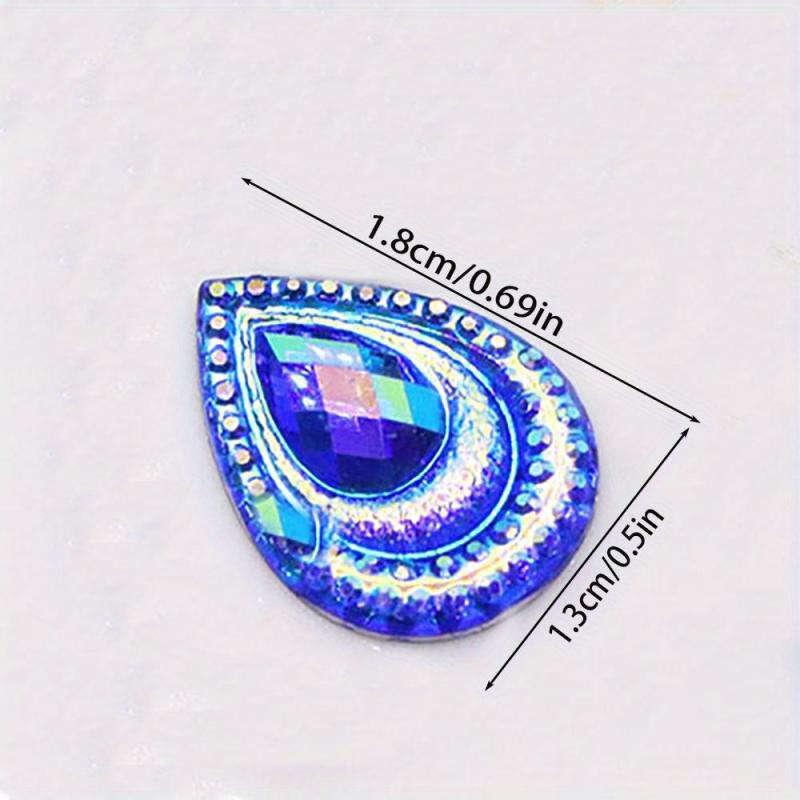 25 Pcs 1x1 AB Drop Peacock Eye Resin Rhinestone Appliques