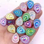 25 Pcs 1x1 AB Drop Peacock Eye Resin Rhinestone Appliques