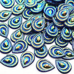 25 Pcs 1x1 AB Drop Peacock Eye Resin Rhinestone Appliques