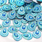25 Pcs 1x1 AB Drop Peacock Eye Resin Rhinestone Appliques