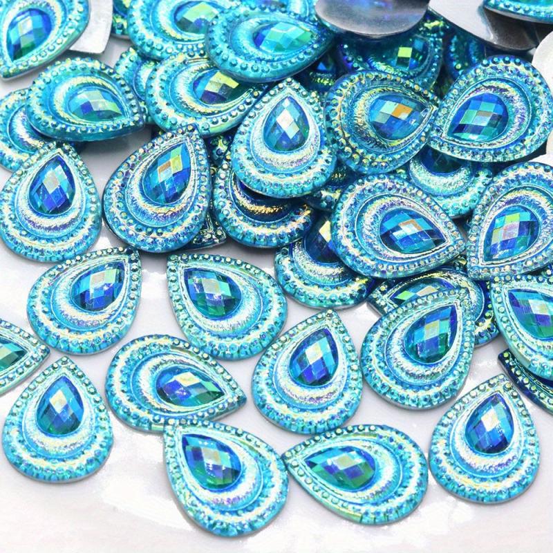25 Pcs 1x1 AB Drop Peacock Eye Resin Rhinestone Appliques