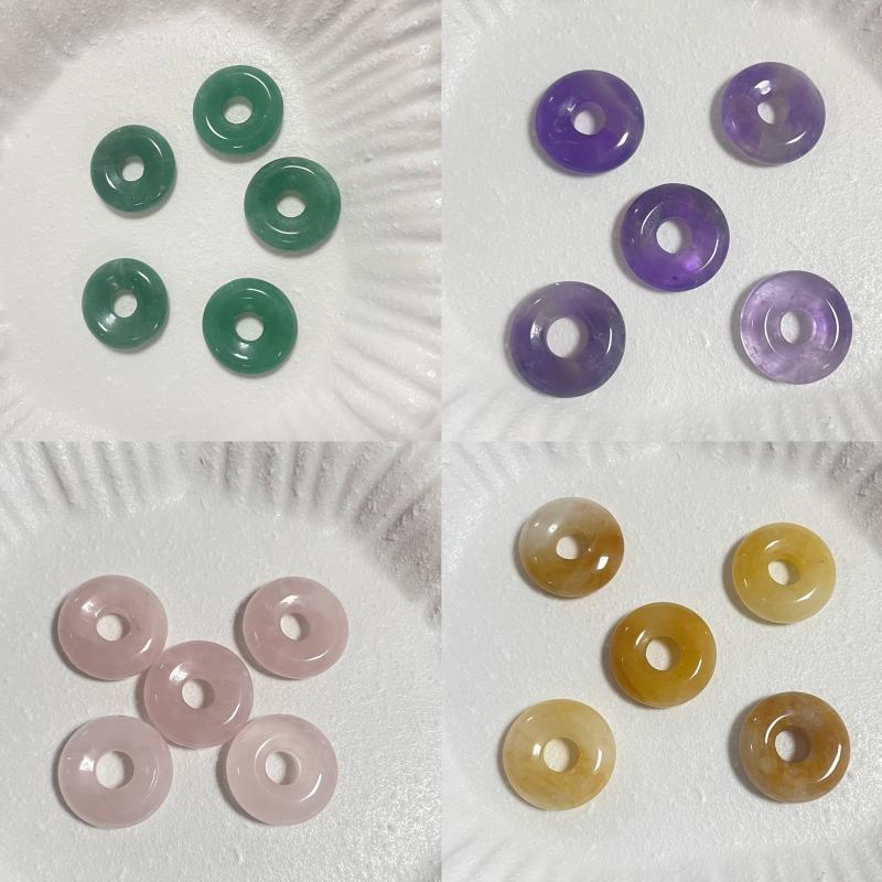10pcs Natural Stone Mini Donut Pendants for DIY Jewelry Making