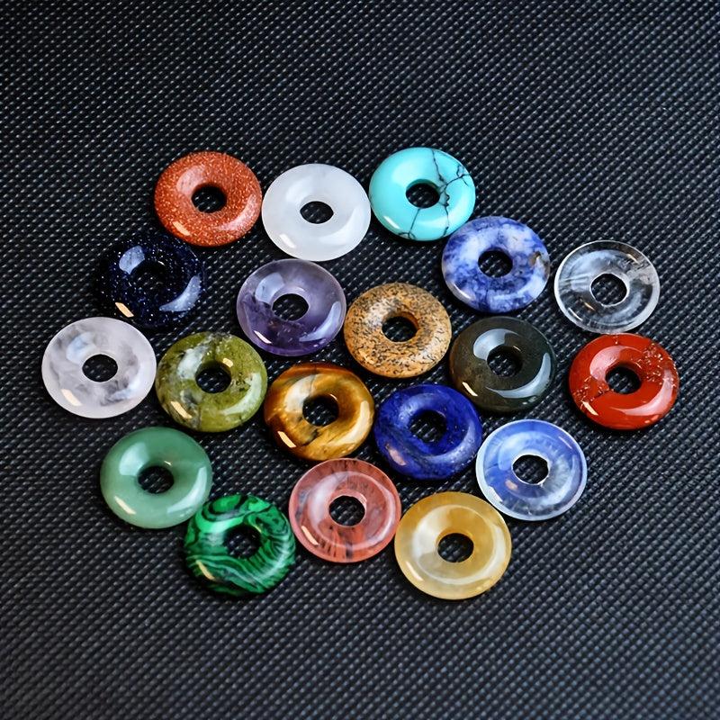 10pcs Natural Stone Mini Donut Pendants for DIY Jewelry Making
