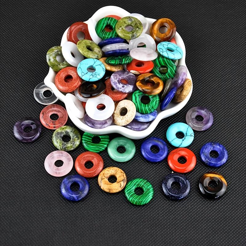 10pcs Natural Stone Mini Donut Pendants for DIY Jewelry Making
