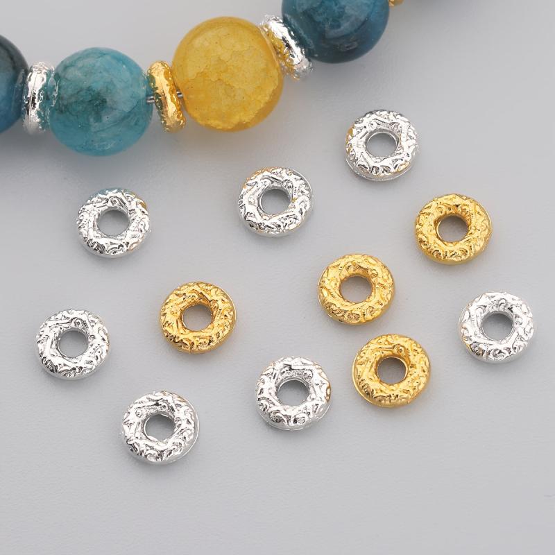 120pcs 6mm Donut Shaped Zinc Alloy Spacer Beads for DIY Jewelry Making