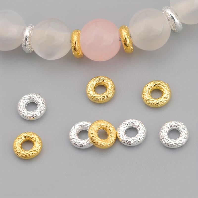 120pcs 6mm Donut Shaped Zinc Alloy Spacer Beads for DIY Jewelry Making