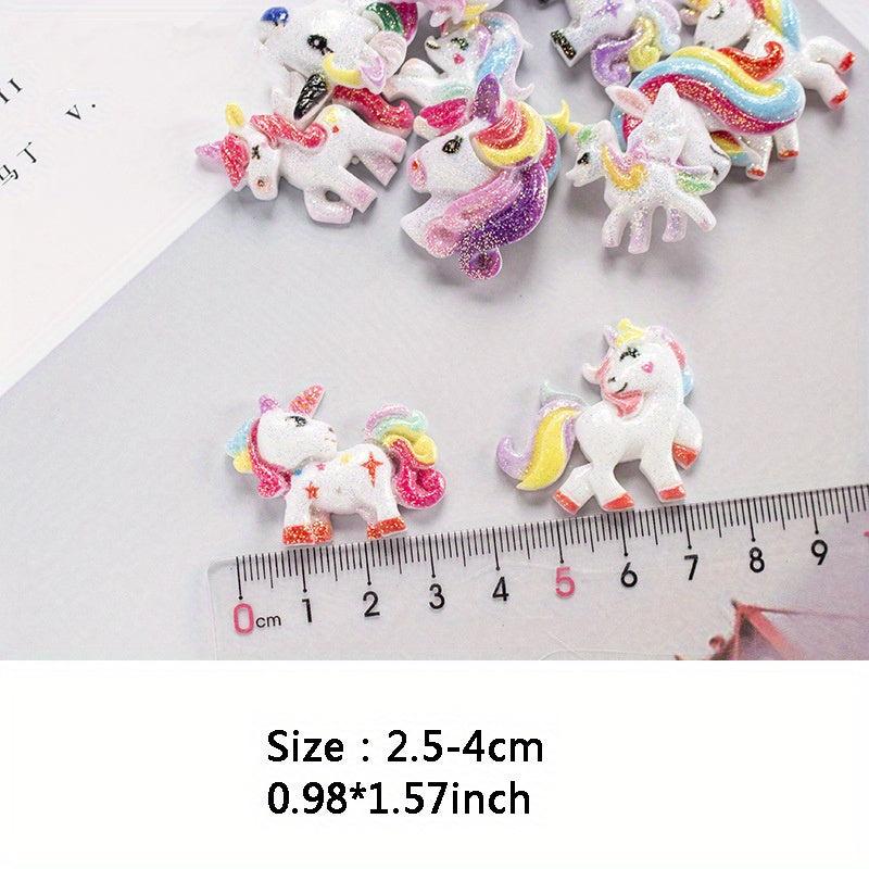 10pcs Unicorn Resin Charms with Rainbow Stars & Sparkles