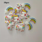 10pcs Unicorn Resin Charms with Rainbow Stars & Sparkles