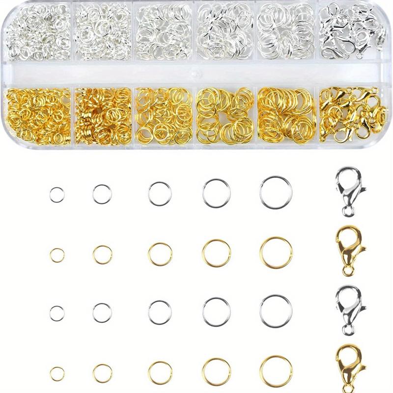 1200pcs Jewelry Making Kit Jump Rings & Lobster Clasps Silver & Gold