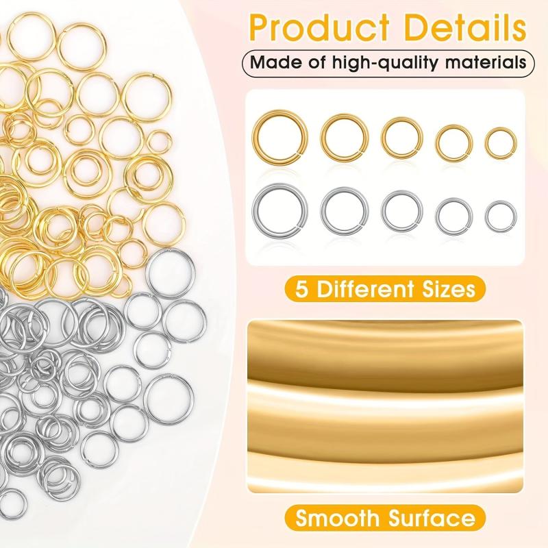 1200pcs Jewelry Making Kit Jump Rings & Lobster Clasps Silver & Gold
