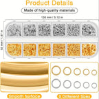 1200pcs Jewelry Making Kit Jump Rings & Lobster Clasps Silver & Gold