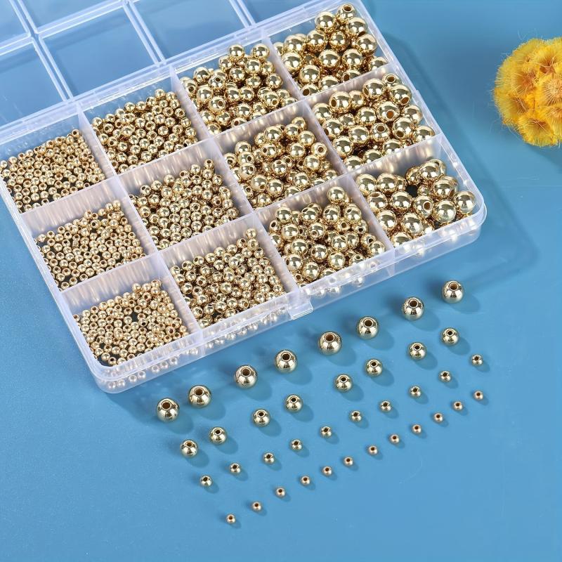 1100pcs Golden Silver Spacer Loose Ball Bead Kits for Jewelry Making