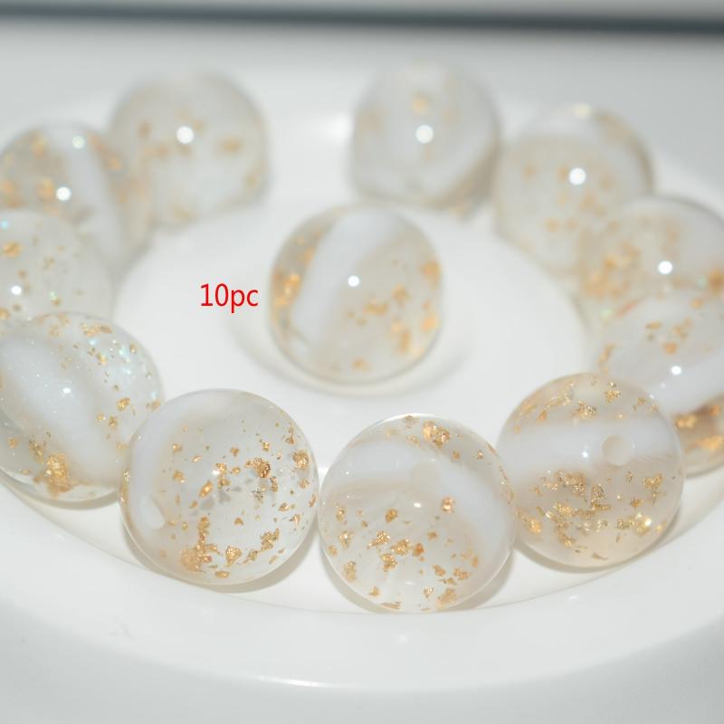 10pcs Sparkling Beads 16mm Assorted Colors with Golden Flecks DIY Bracelet Jewel