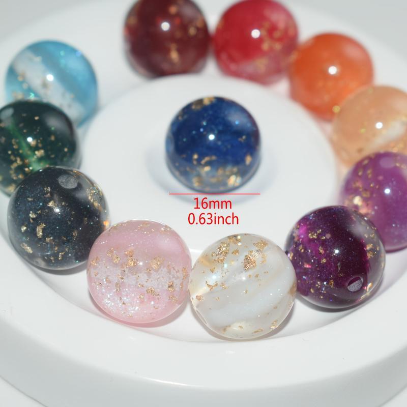 10pcs Sparkling Beads 16mm Assorted Colors with Golden Flecks DIY Bracelet Jewel