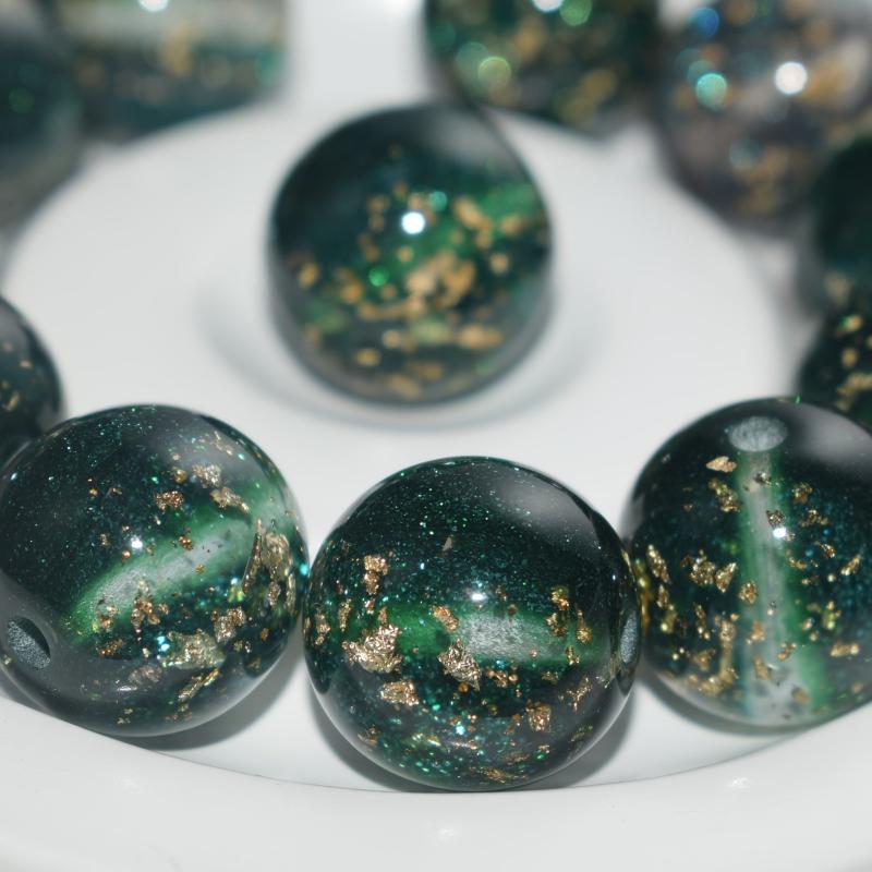 10pcs Sparkling Beads 16mm Assorted Colors with Golden Flecks DIY Bracelet Jewel