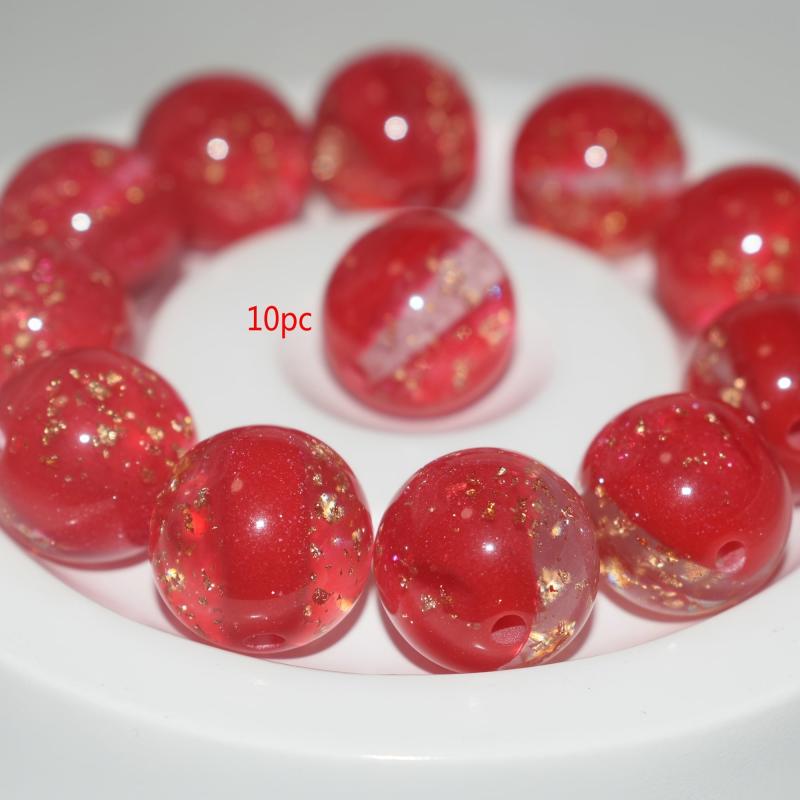 10pcs Sparkling Beads 16mm Assorted Colors with Golden Flecks DIY Bracelet Jewel