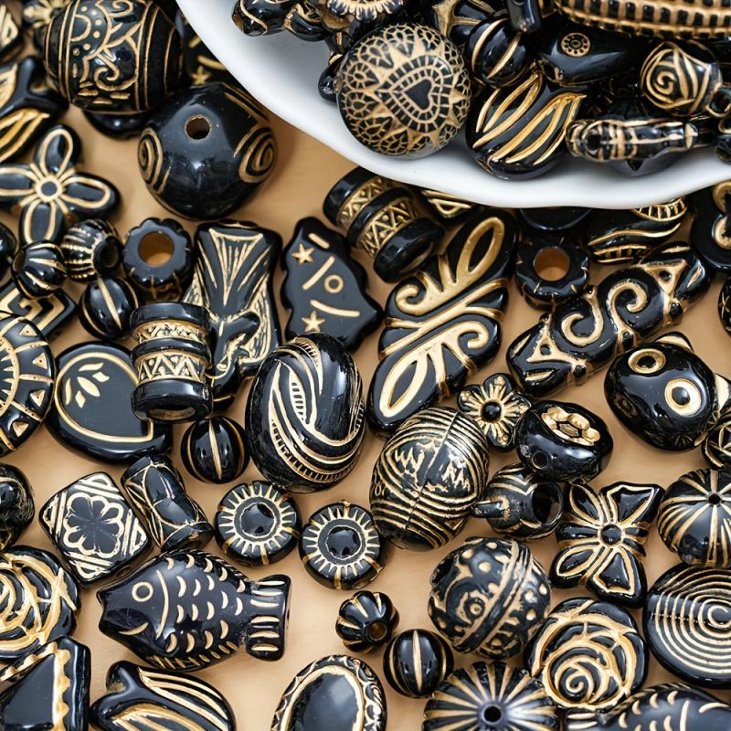 300pcs Retro Baroque Acrylic Beads Mixed Multicolor for DIY Jewelry Making