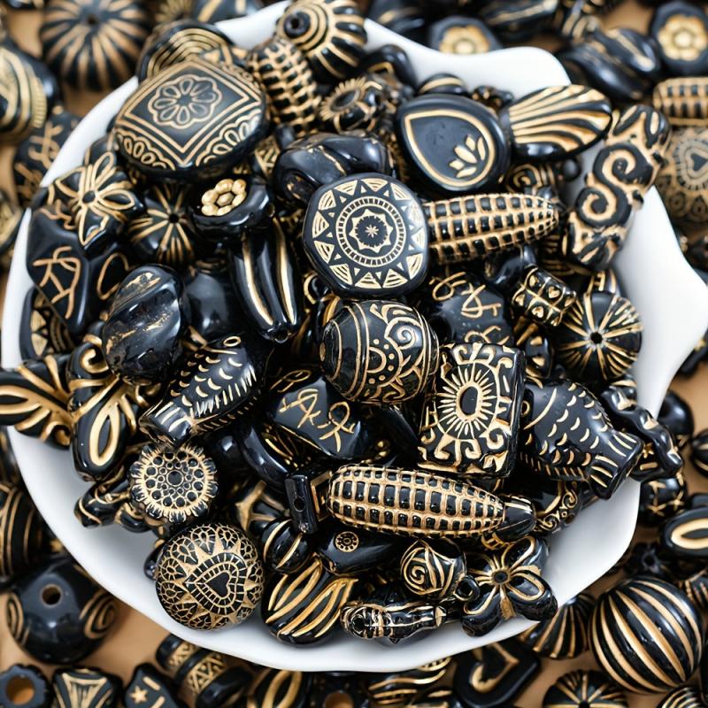 300pcs Retro Baroque Acrylic Beads Mixed Multicolor for DIY Jewelry Making