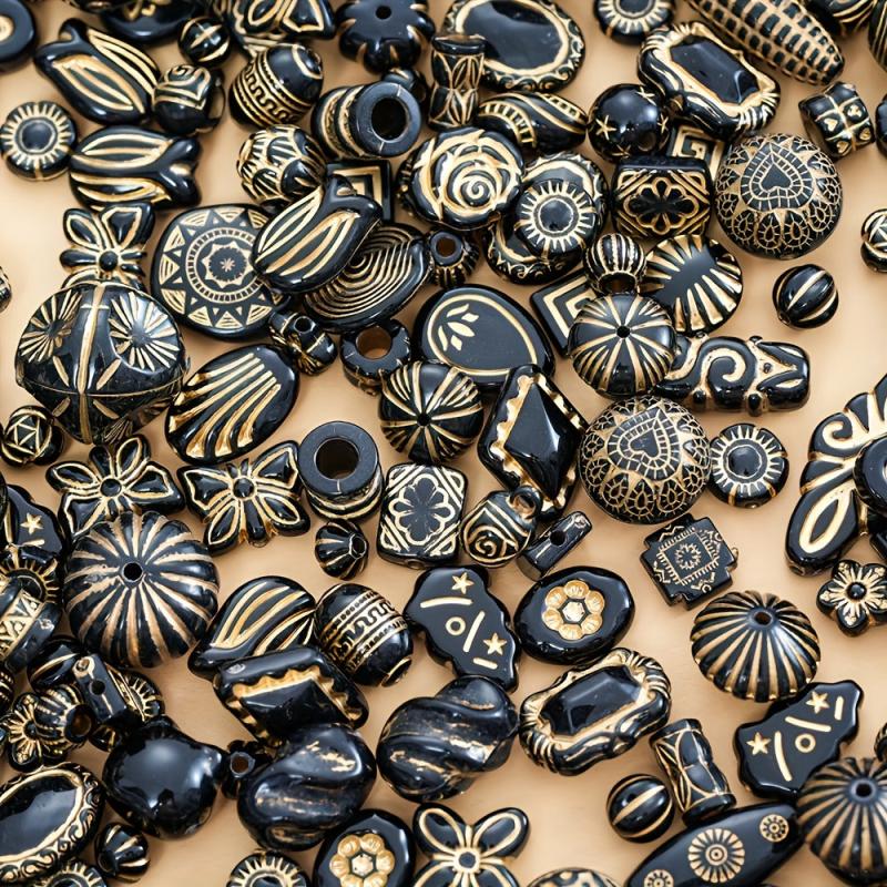 300pcs Retro Baroque Acrylic Beads Mixed Multicolor for DIY Jewelry Making