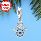 925 Silver Evil Eye Fatima's Hand Sunflower Pendant Bead for Jewelry Making
