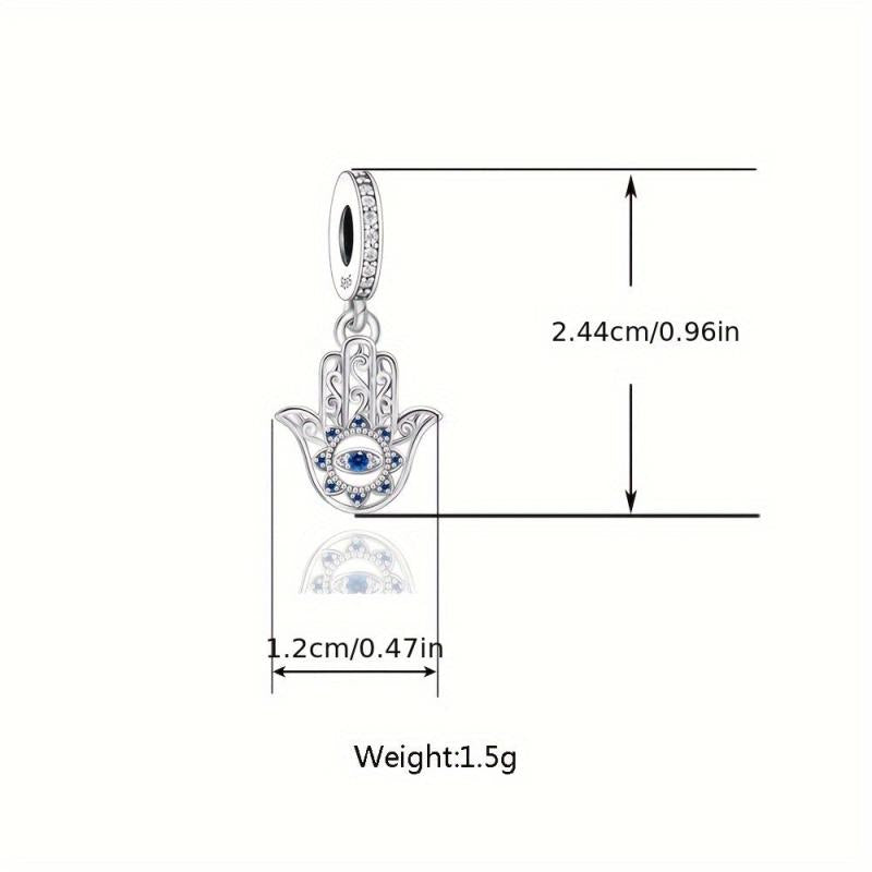 925 Silver Evil Eye Fatima's Hand Sunflower Pendant Bead for Jewelry Making