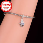 925 Silver Evil Eye Fatima's Hand Sunflower Pendant Bead for Jewelry Making