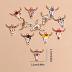 12pcs Bull Head Enamel Charms Pendants for DIY Jewelry Making