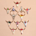 12pcs Bull Head Enamel Charms Pendants for DIY Jewelry Making