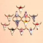 12pcs Bull Head Enamel Charms Pendants for DIY Jewelry Making