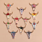 12pcs Bull Head Enamel Charms Pendants for DIY Jewelry Making
