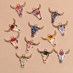 12pcs Bull Head Enamel Charms Pendants for DIY Jewelry Making