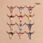 12pcs Bull Head Enamel Charms Pendants for DIY Jewelry Making