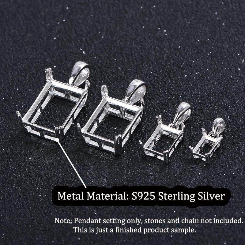 10x14mm Square Pendant Setting S925 Silver DIY Jewelry Findings