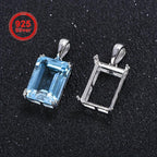 10x14mm Square Pendant Setting S925 Silver DIY Jewelry Findings