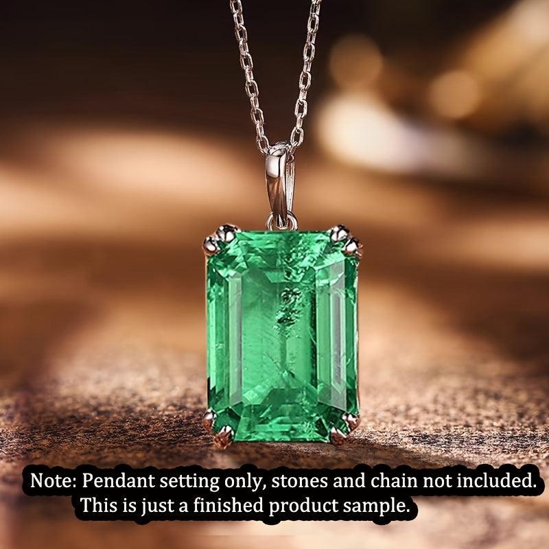 10x14mm Square Pendant Setting S925 Silver DIY Jewelry Findings