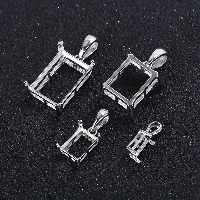 10x14mm Square Pendant Setting S925 Silver DIY Jewelry Findings