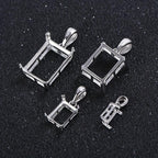 10x14mm Square Pendant Setting S925 Silver DIY Jewelry Findings