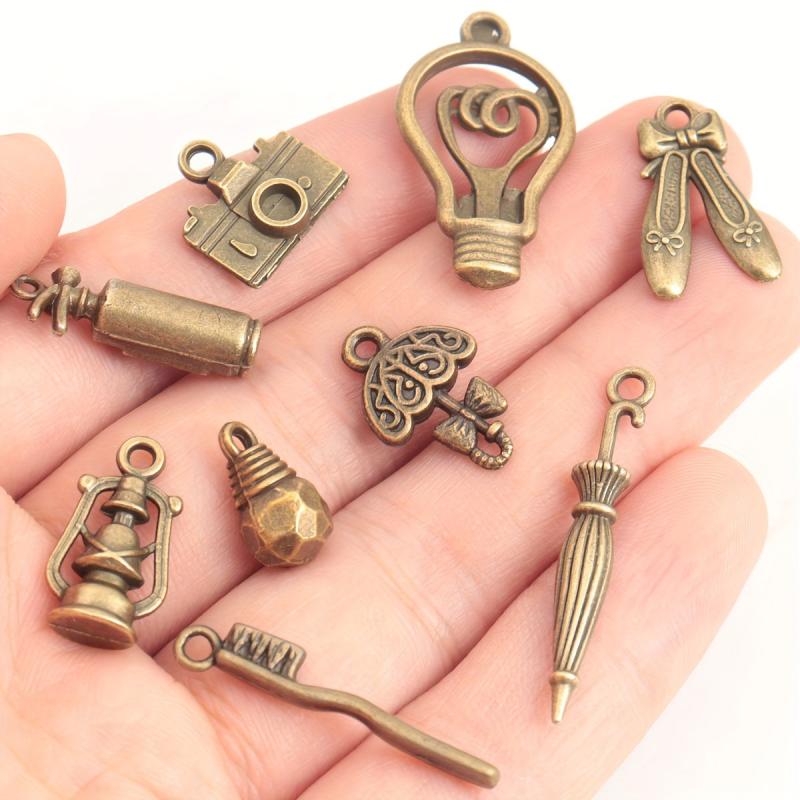 50pcs Vintage Charm Pendant Set for DIY Craft Necklace Bracelet Earring