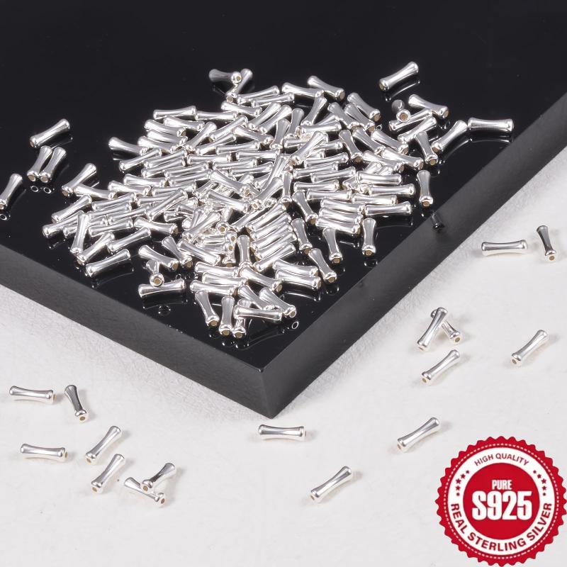 10pcs S925 Sterling Silver Bamboo Spacer Beads DIY Jewelry Accessories