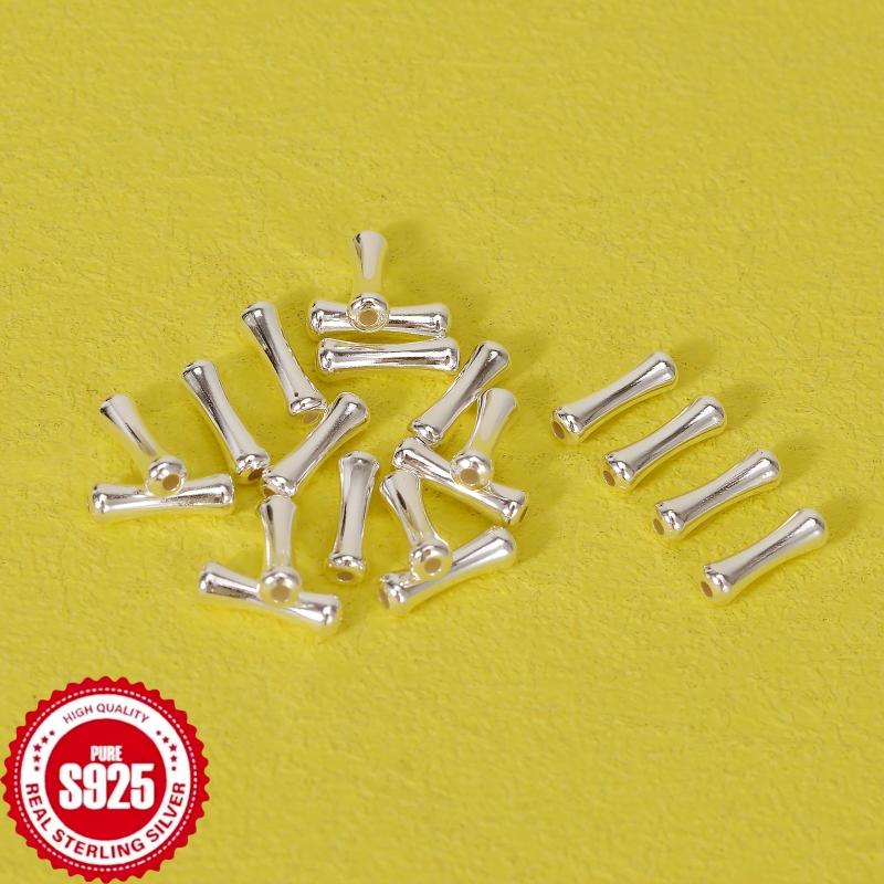 10pcs S925 Sterling Silver Bamboo Spacer Beads DIY Jewelry Accessories